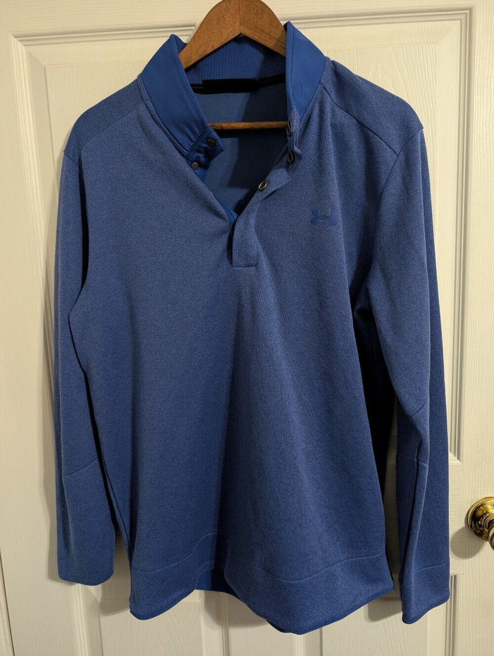 Under Armour Golf Mens Pullover Blue Snap Jacket Top Shirt SIze Large